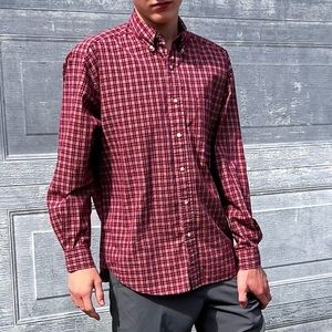 - Eddie Bauer Maroon Plaid Button Down Shirt SZ M! EUC!